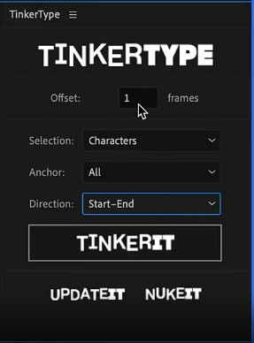 TinkerType(文字标题拆分动画制作AE脚本) v1.3-TinkerType(文字标题拆分动画制作AE脚本) v1.3免费下载