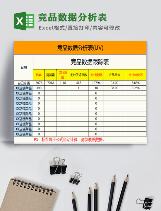 竞品数据分析表模板 v3.40-竞品数据分析表模板 v3.40免费下载