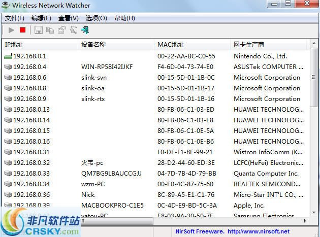 Wireless Network Watcher(查看无线网络用户) v2.23-Wireless Network Watcher(查看无线网络用户) v2.23免费下载