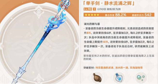 原神静水流涌之辉适合谁用-静水流涌之辉是谁的专武